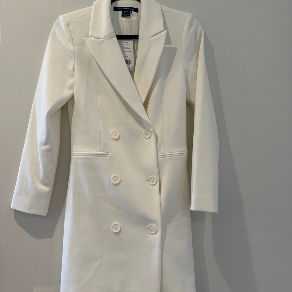 French Connection Cream Double-Breasted Blazer